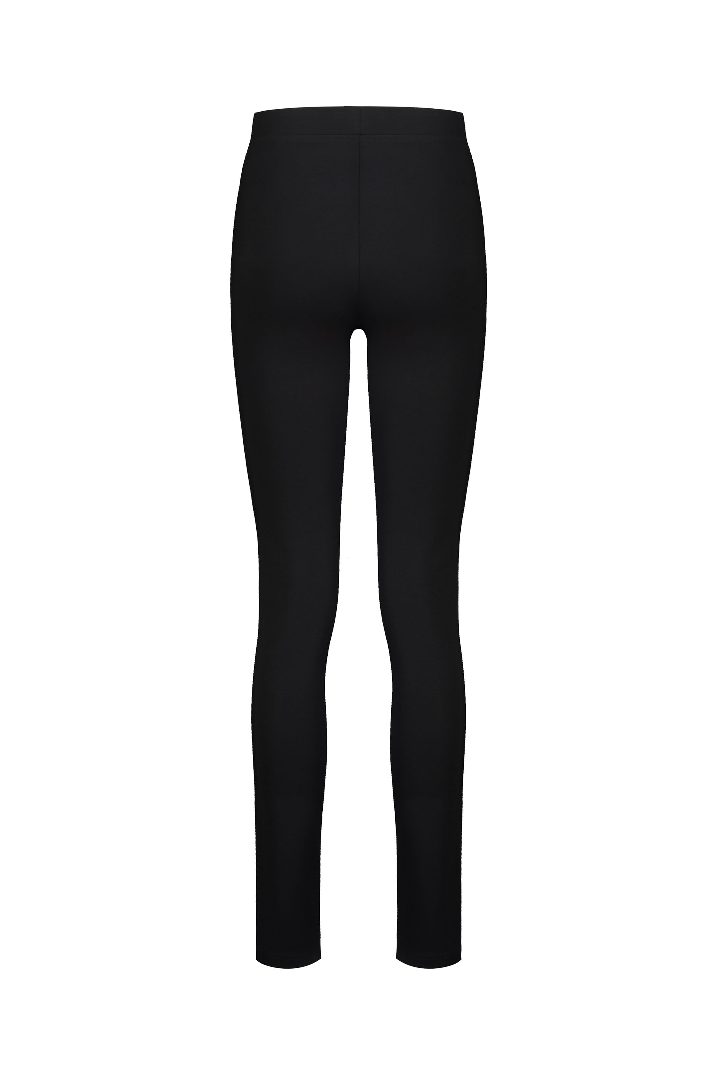The Vassalli Toll Pant - Black is a full-length, high-waisted pull-on legging with a fitted silhouette in stretch fabric. Shown from the back against a plain white background, these leggings have no visible patterns or embellishments.