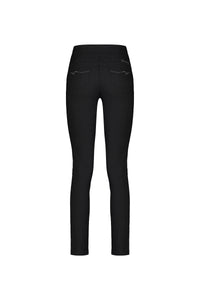 The Vassalli Origin Pull On - Black jeans are shown from the back with two rear pockets, subtle stitching, and a fitted silhouette in comfortable stretch fabric, displayed against a white background.