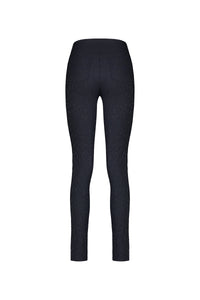 Back view of Vassalli Origin Pull On skinny leg, high-waisted navy leggings with stretch fabric and two back pockets, displayed on a plain white background.