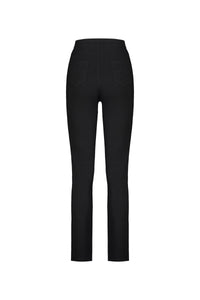 Back view of the Vassalli Bay Ponti Pull On - Black jeans, featuring two back pockets and stretch fabric for comfort, displayed against a plain white background.