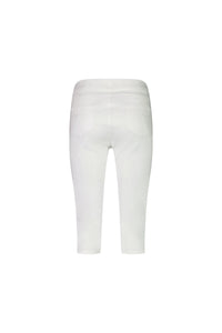 Back view of the Vassalli Atlas 3/4 Pant in white, featuring a skinny leg and two back pockets, shown on a plain white background.