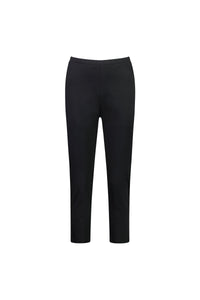 The Vassalli Harbour 7/8 Pant in black is a slim-fit, ankle-length pull-on style shown from the front on a white background, featuring a simple, clean design with comfortable stretch fabric and no visible pockets or embellishments.