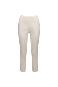 The Vassalli Harbour 7/8 Pant in Pumice features a slim fit, stretch fabric, elasticated waistband, skinny leg silhouette, and cropped length, shown flat on a white background.