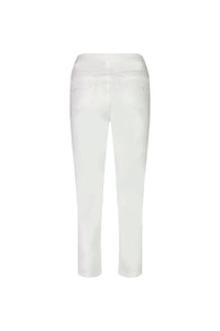 Back view of the Vassalli Sierra 7/8 Pant in White, high-waisted with two back pockets, made from lightweight stretch fabric. Displayed against a plain white background.