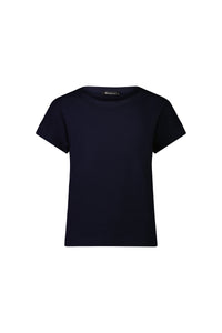 The Vassalli Thea Top in Ink is a plain, short-sleeved stretch cotton t-shirt with a crew neckline and classic design, shown on a white background with no visible patterns or logos.
