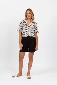 Pull-On Linen Short - Black