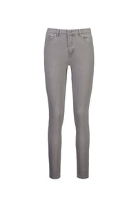 The Vassalli Reign Jean in Light Grey features a skinny leg design, front and back pockets, belt loops, and a button and zipper closure, shown on a white background.