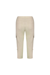 Vassalli Wave Pant - Sand shown from the back, featuring back and side cargo pockets in soft stretch poplin with a comfy pull-on waistband, displayed on a plain white background.