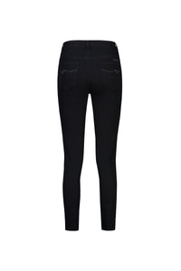 The Vassalli Icon Jean in black denim features a mid-rise waist and two subtly stitched back pockets, shown from the back against a white background.