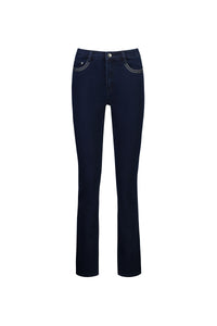 Vassalli Urban Jean - Mid Blue: straight leg stretch denim jeans with front pockets and visible stitching, shown on a plain white background.