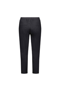 Back view of Vassalli Denver 7/8 Pant in black, featuring a straight-leg cut, soft cotton-blend fabric, elastic waistband, and two back welt pockets, displayed on a white background.
