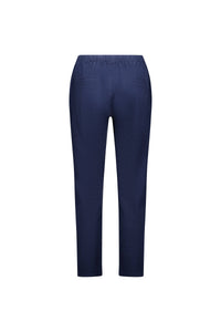 The Vassalli Leonie 7/8 Pant in Ink is shown from the back on a white background, featuring an elastic waistband, stretch fabric, and two back welt pockets.