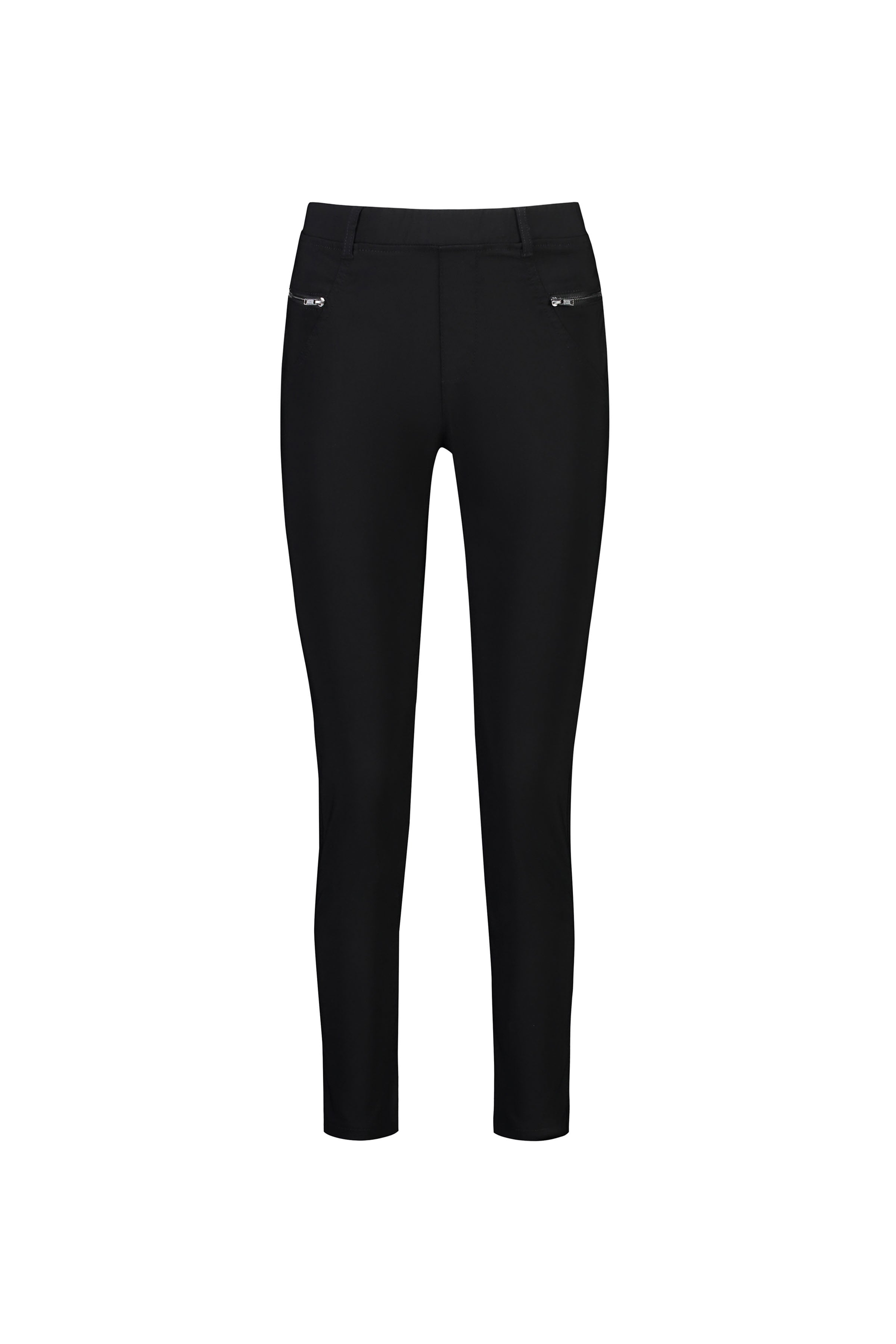 The Vassalli Concept Pant – Black is a slim-fit ankle grazer featuring two front zip pockets, belt loops, and a sleek, minimal design, shown against a plain white background.