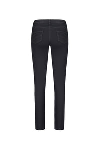 Back view of the Vassalli Tour Jean in black denim, showcasing a high rise straight leg fit, two back pockets, and visible stitching, displayed against a white background.
