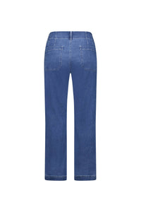 Back view of Vassalli's Daily Jean - Blue Hue Denim, featuring two back pockets, straight legs, and visible seam stitching, displayed against a plain white background.