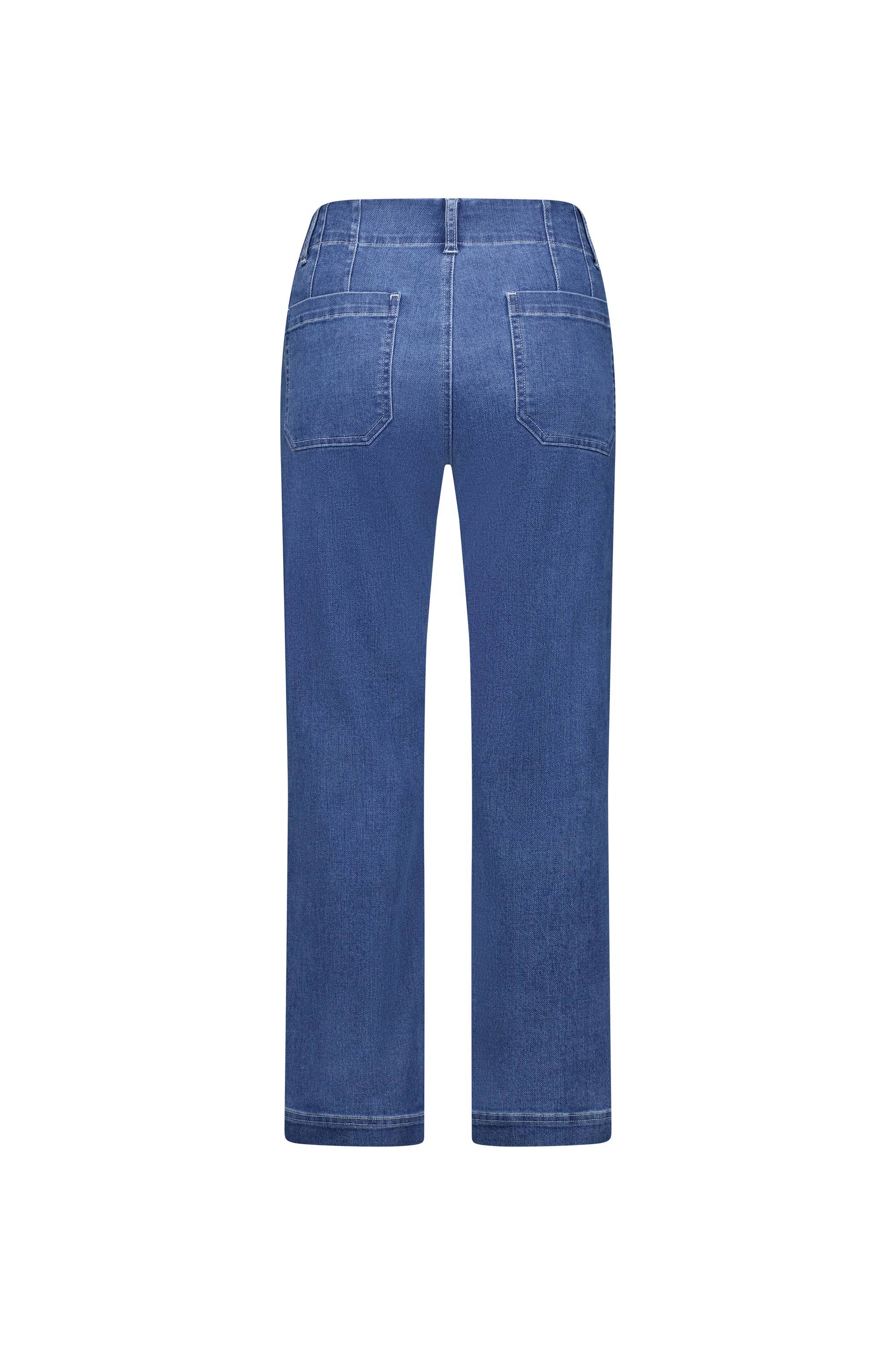 Back view of Vassalli's Daily Jean - Blue Hue Denim, featuring two back pockets, straight legs, and visible seam stitching, displayed against a plain white background.