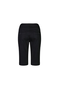 The Vassalli Custom Lightweight Short in black is crafted from stretch cotton, features two subtly stitched back pockets, and is shown from the back on a white background.