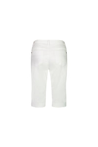 Back view of Vassalli's Custom Poplin Short in white, featuring cuffed hems and two back pockets, made from lightweight stretch poplin, displayed on a plain white background.