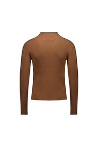 KNEWE Label women's K2019 Cube Sweater Tobacco in Ink - close-up fabric detail