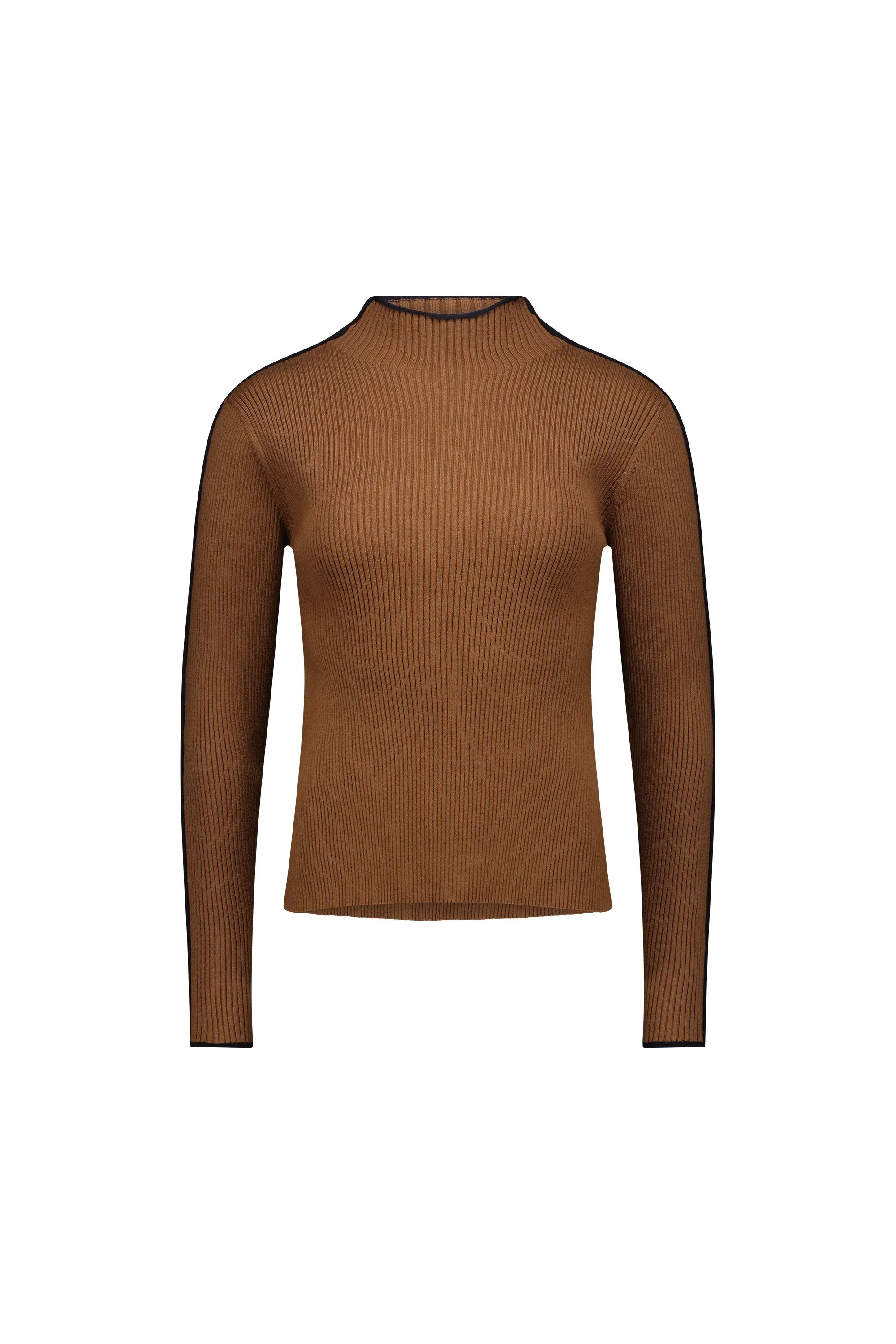 KNEWE Label women's K2019 Cube Sweater Tobacco in Ink - close-up fabric detail