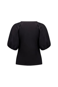 KNEWE Label women's K3050 Zoom Top in Black - close-up fabric detail