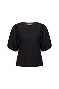 KNEWE Label women's K3050 Zoom Top in Black - close-up fabric detail