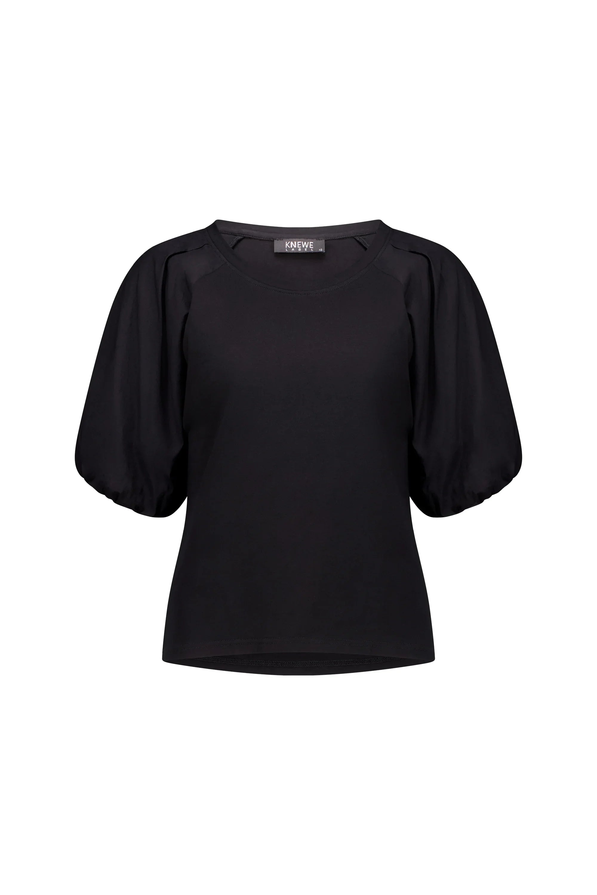 KNEWE Label women's K3050 Zoom Top in Black - close-up fabric detail