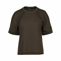 Fern green short sleeve cotton tee with crew neck and subtle stitched detailing