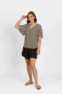 KNEWE Label women's K5077P Hour Top in Theory - close-up fabric detail