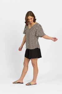 KNEWE Label women's K5077P Hour Top in Theory - close-up fabric detail