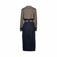 KNEWE Label women's K6036 Signature Trench Ink in Check - close-up fabric detail