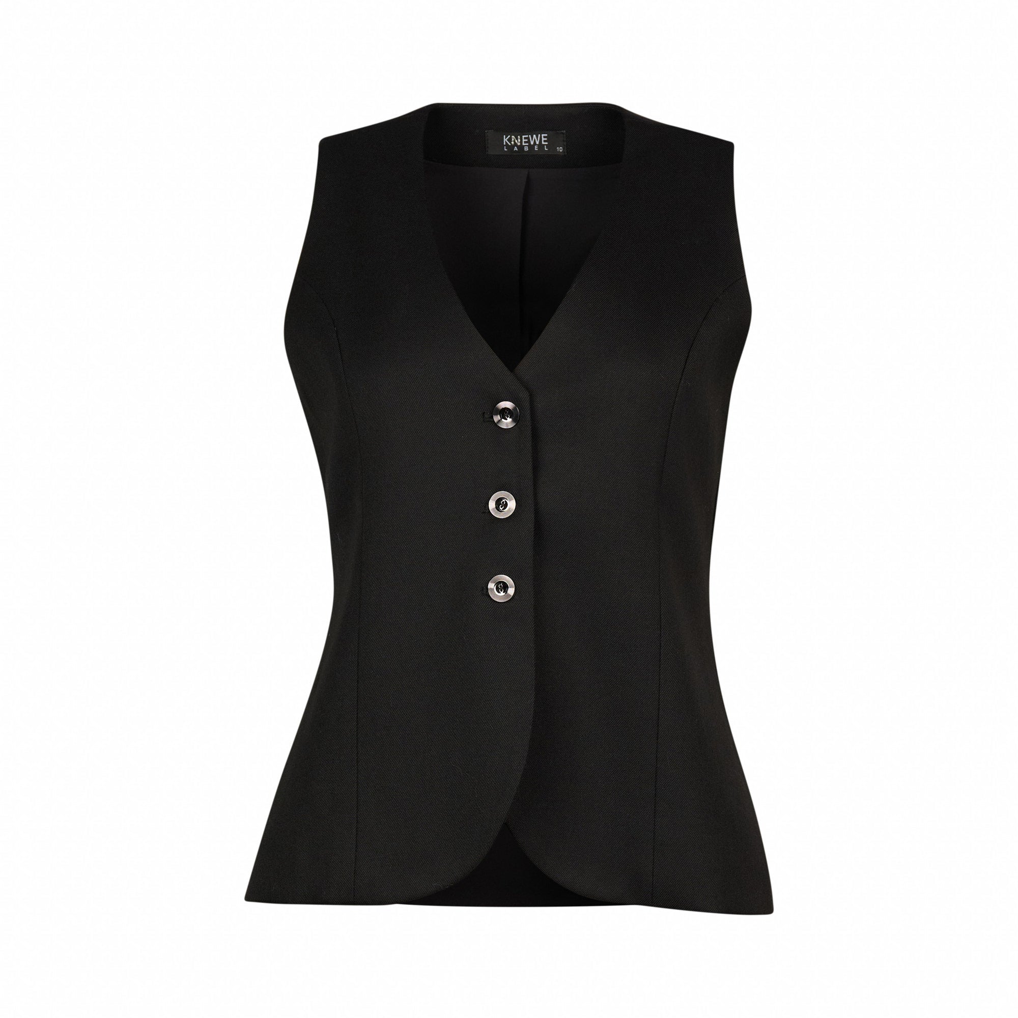 KNEWE Label women's K6042W Florence Vest in Black - close-up fabric detail