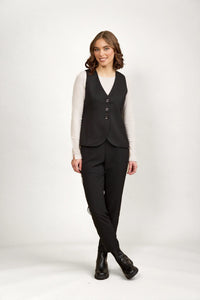 KNEWE Label women's K6042W Florence Vest in Black - close-up fabric detail