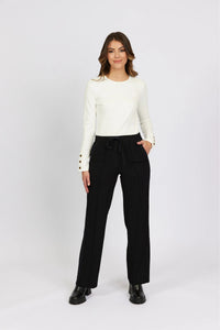 KNEWE Label women's K7060 Bowie Pant Black in Ink - close-up fabric detail