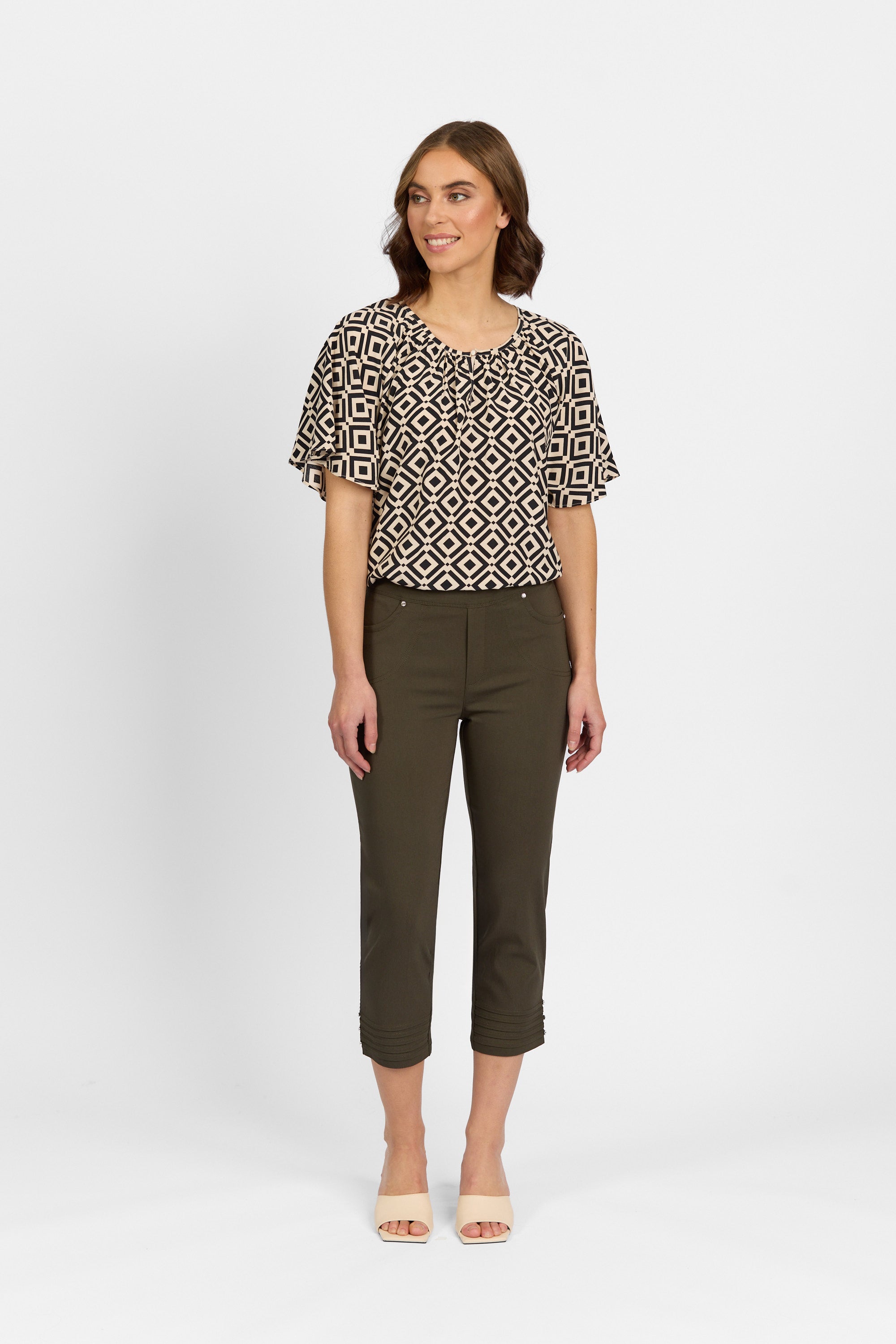 Mercy Crop in Faille - Khaki | Macjays