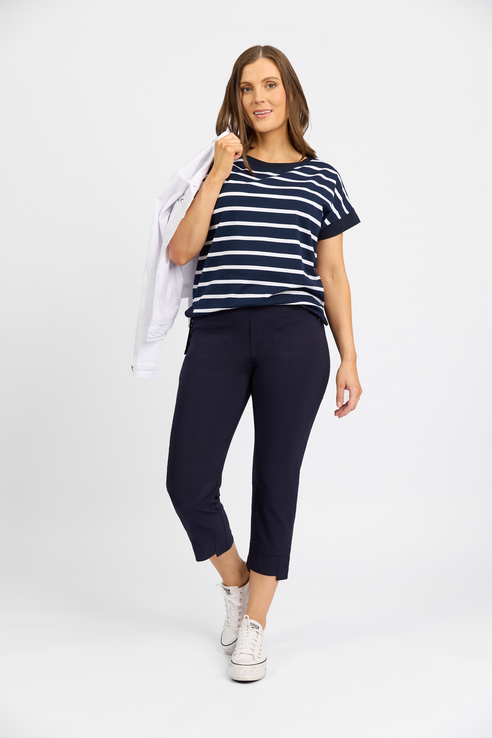 Roam Crop in Faille - Navy | Macjays
