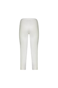 Back view of Vassalli's Paris Crop Pant in white, featuring a high-waisted fit and stretch fabric, displayed against a white background.
