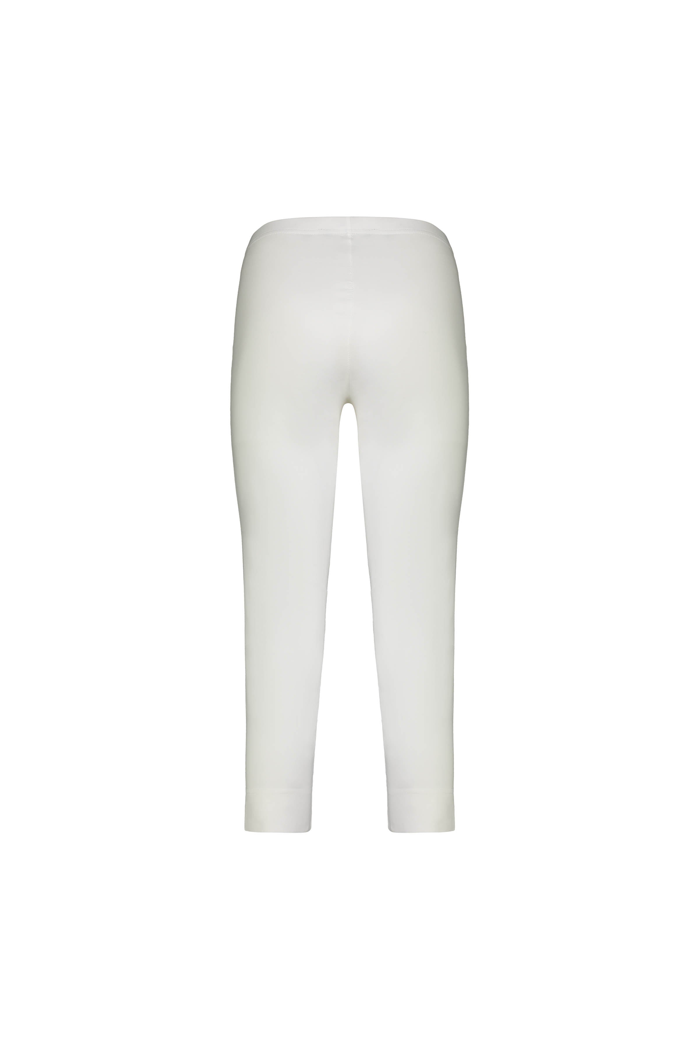 Back view of Vassalli's Paris Crop Pant in white, featuring a high-waisted fit and stretch fabric, displayed against a white background.