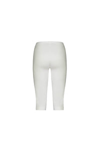 Back view of Vassalli Paris Short in white—knee-length, fitted design crafted from stretch fabric, shown isolated on a white background.