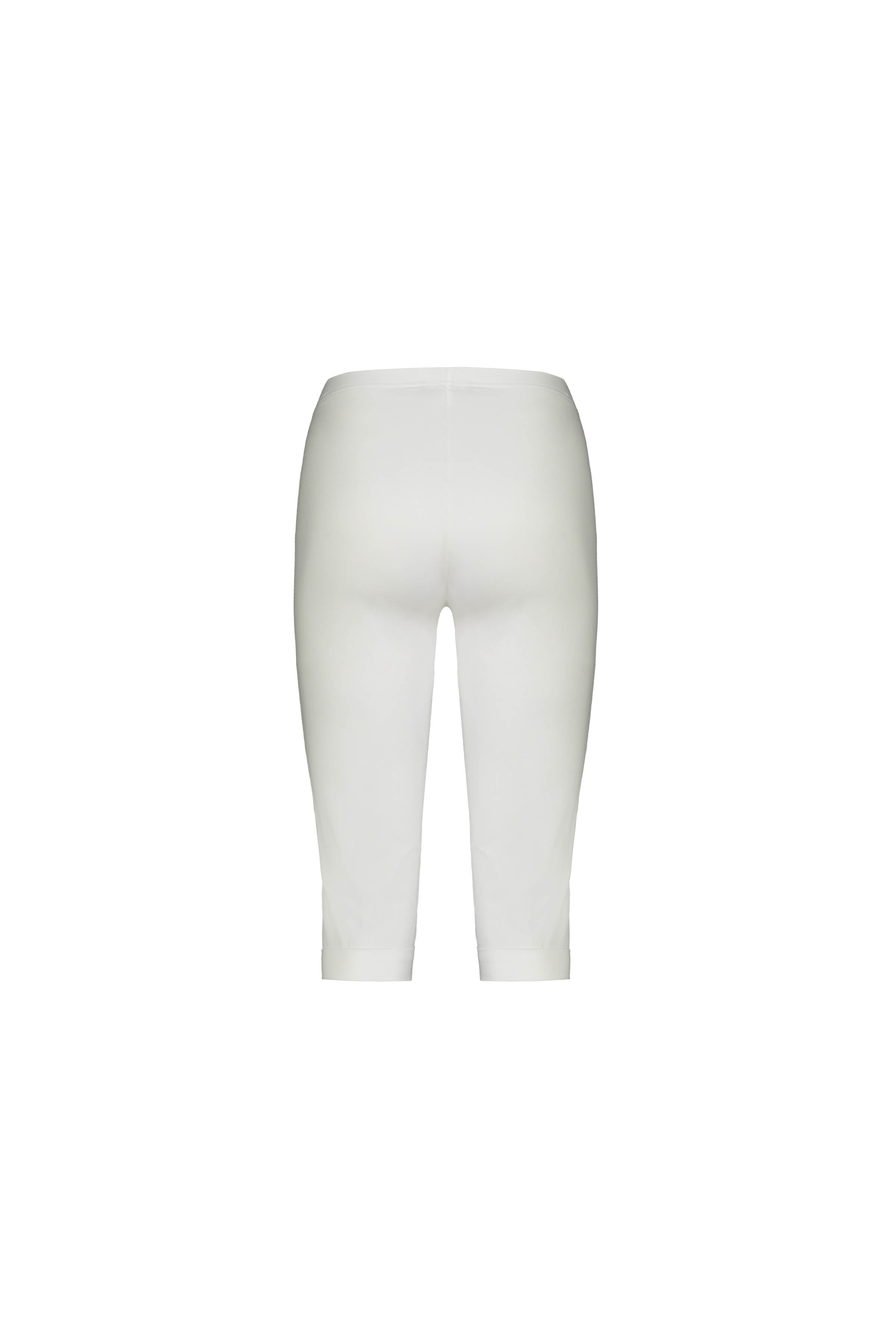 Back view of Vassalli Paris Short in white—knee-length, fitted design crafted from stretch fabric, shown isolated on a white background.