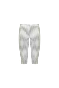 The Vassalli Paris Printed Short in white with stripes features a slim fit and stretch fabric for comfort, part of the Paris Collection. Displayed on a plain white background.