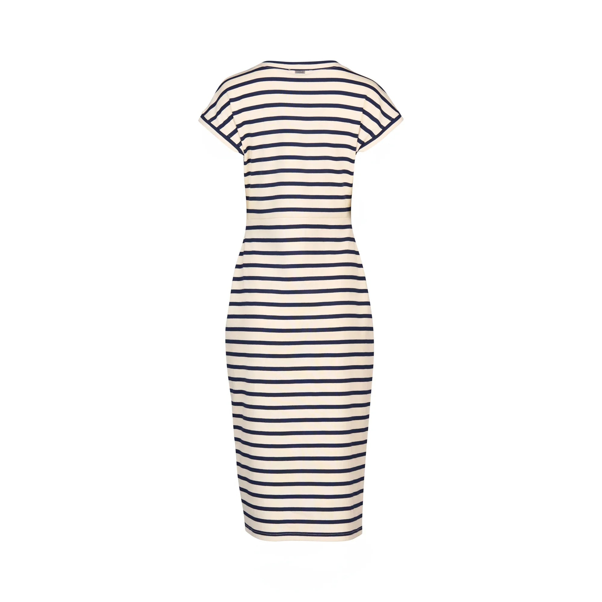 KNEWE Label women's K1047 Parker Dress Cream in Ink - close-up fabric detail
