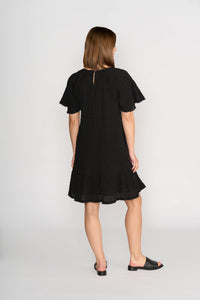 KNEWE Label women's K1048 Eclipse Dress Black in Texture - close-up fabric detail