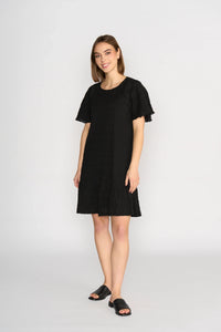 KNEWE Label women's K1048 Eclipse Dress Black in Texture - close-up fabric detail