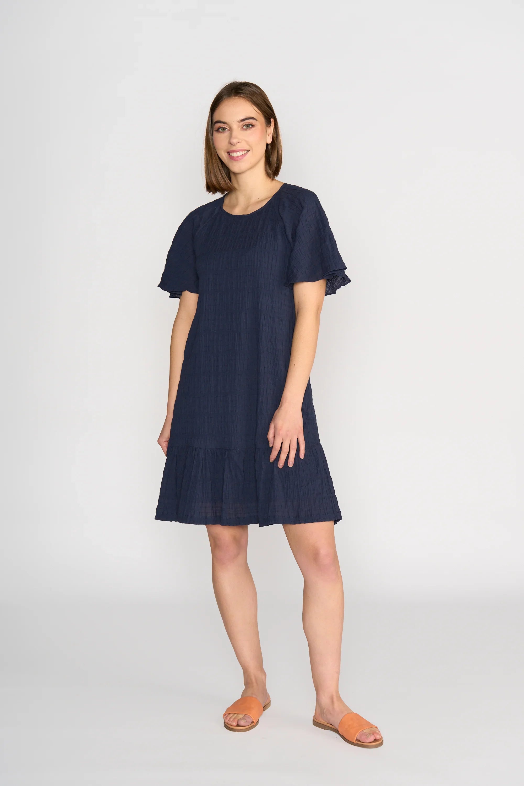 KNEWE Label women's K1048 Eclipse Dress Ink in Texture - close-up fabric detail
