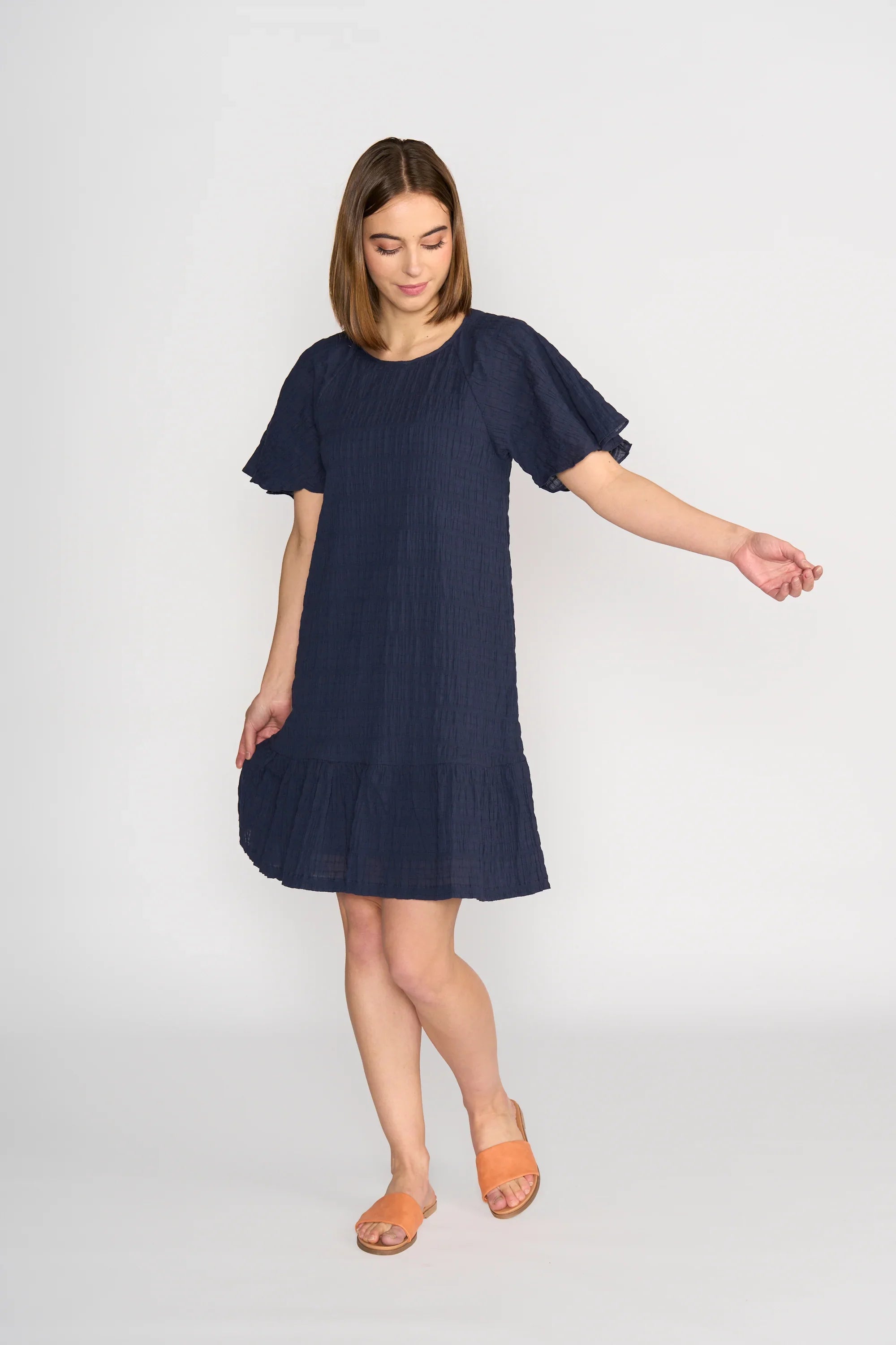 KNEWE Label women's K1048 Eclipse Dress Ink in Texture - close-up fabric detail