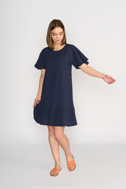 KNEWE Label women's K1048 Eclipse Dress Ink in Texture - close-up fabric detail
