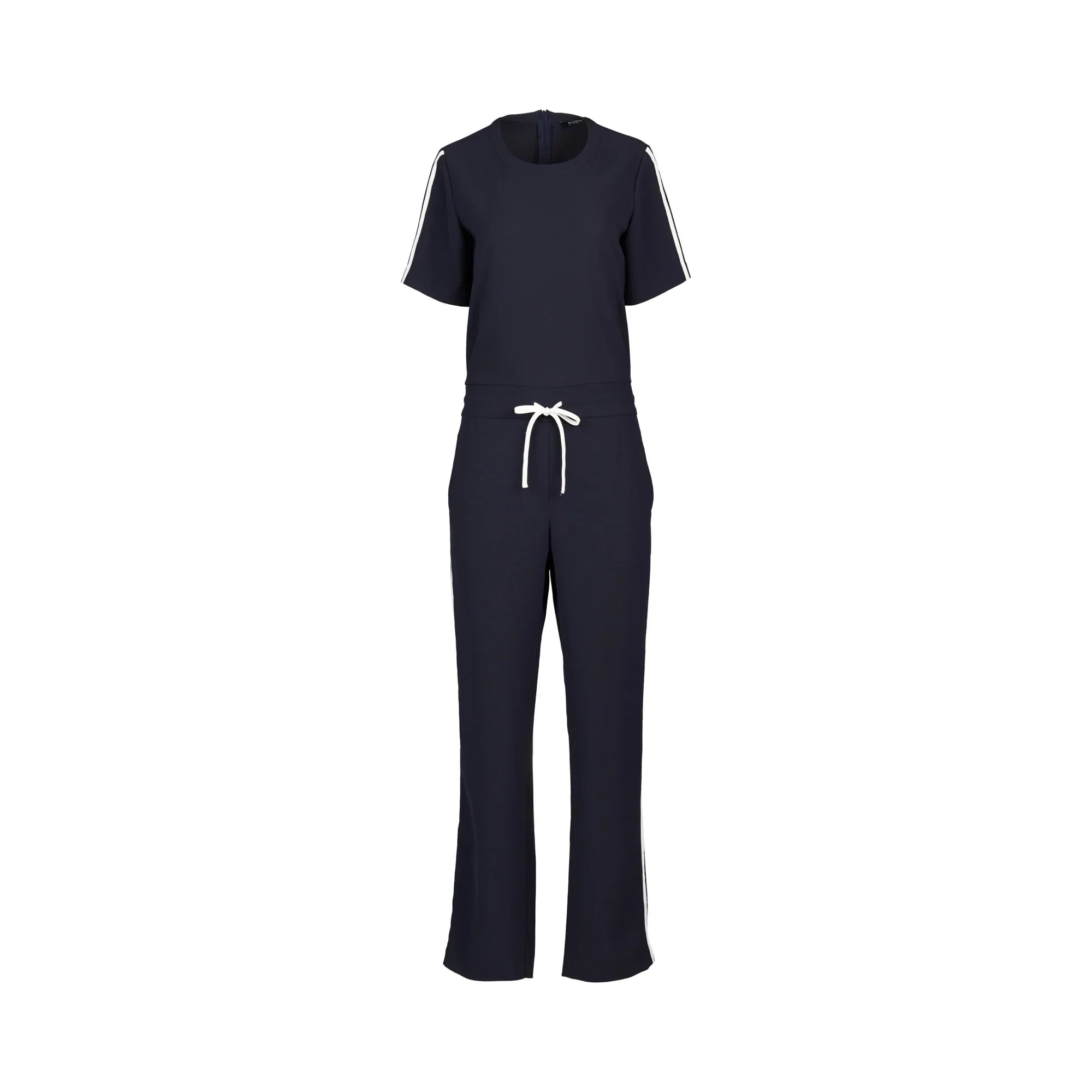 KNEWE Label women's K1049 Universal Jumpsuit Ink Off in White - close-up fabric detail