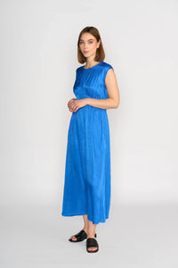 KNEWE Label women's K1051 Global Dress in Sapphire - close-up fabric detail