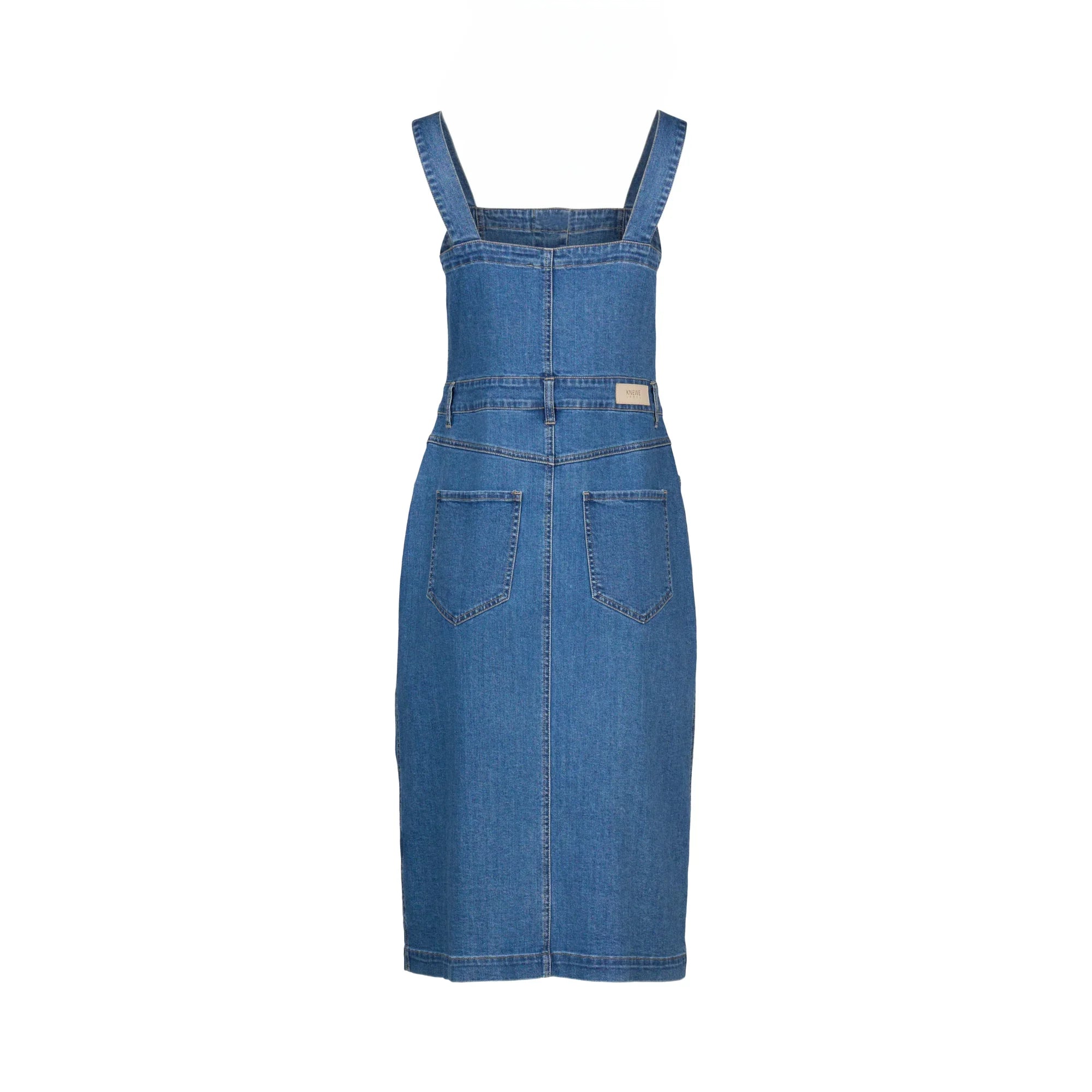 KNEWE Label women's K1062 Novel Dress Blue in Denim - close-up fabric detail
